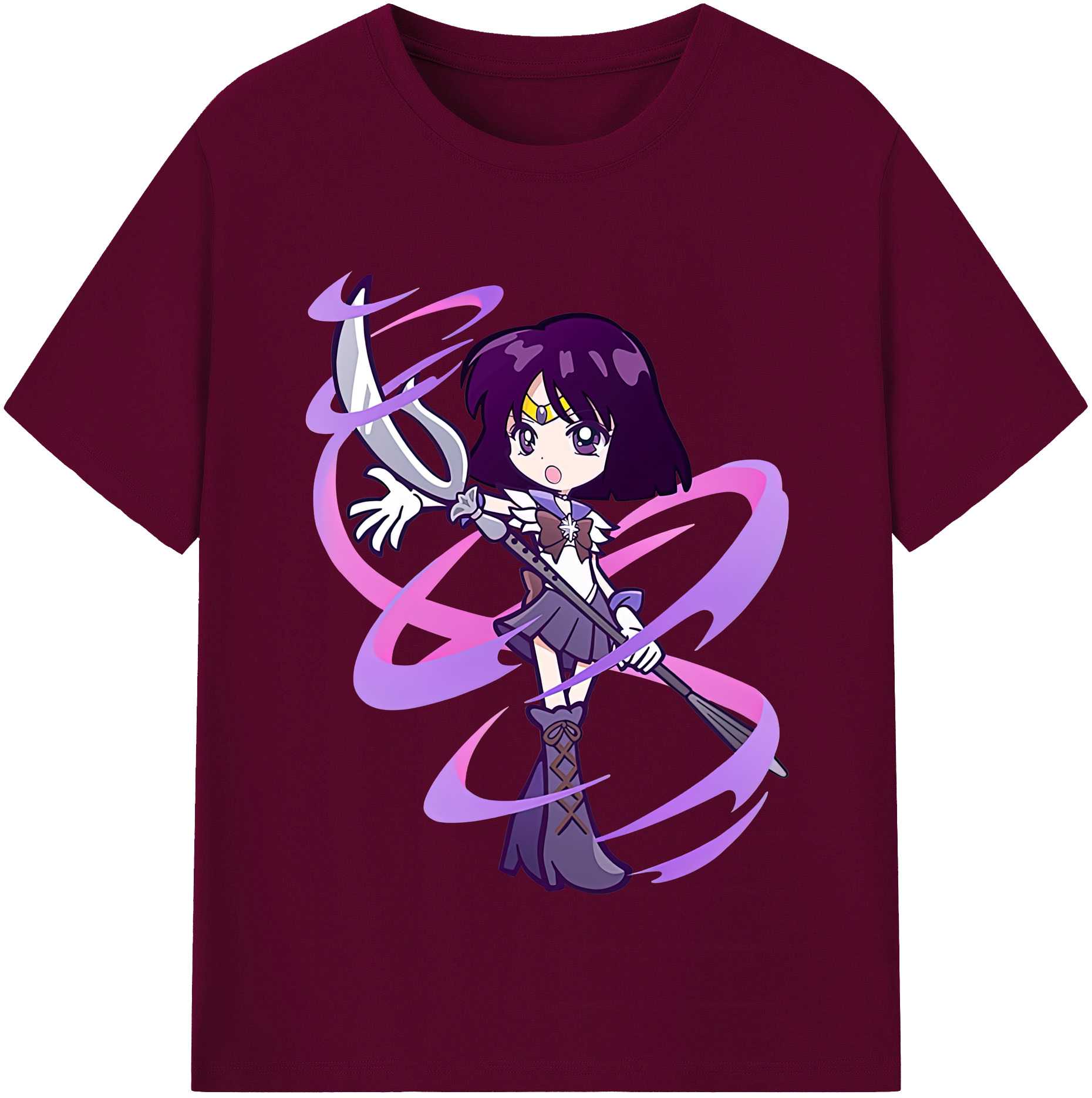 （画像用） 美少女戦士セーラームーン 土萠ほたる Sailor Moon Tomoe Hotaru （セーラーサターン；Sailor Saturn） レディースカジュアルプリントTシャツ（綿100％）